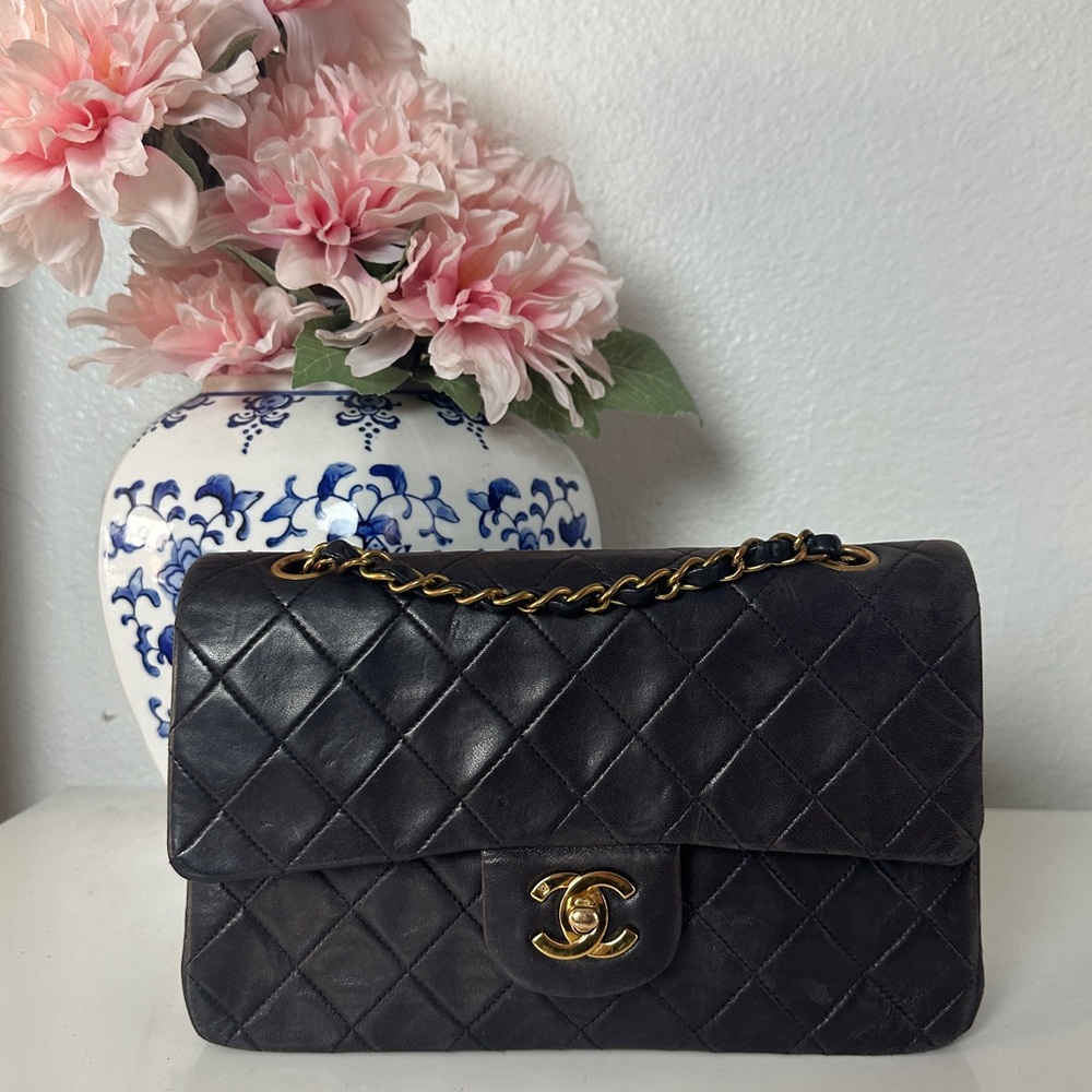 Vintage Chanel lambskin 24k gold plated small double flap